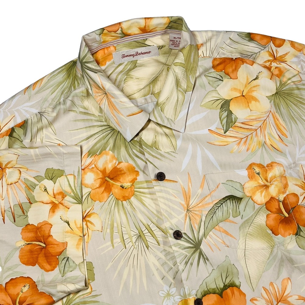 Tommy Bahama Aloha Sands Silk Camp Shirt Men's XL Tropical Colorful Floral Beach